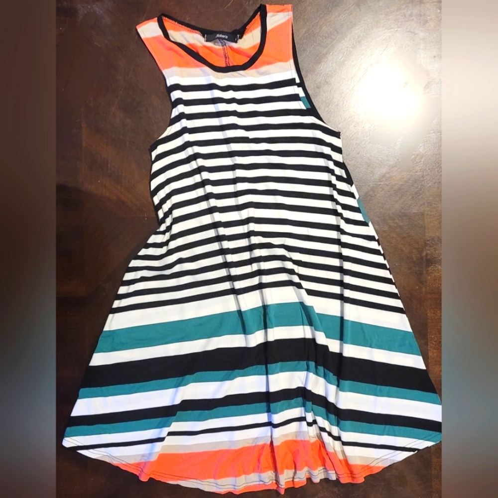 Striped Multicolor Sleeveless Kids Dress